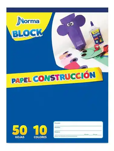 Block Norma Papel Construccion 50 Hojas 10 Colores