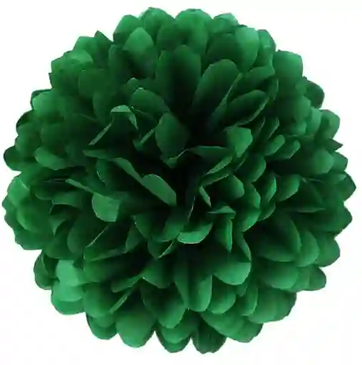 Pompon De Papel Seda 30 Cm Verde Navidad