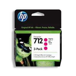 Paquete De 3 Cartuchos De Tinta Hp 712 Magenta Original De 29-ml (3ed78a)