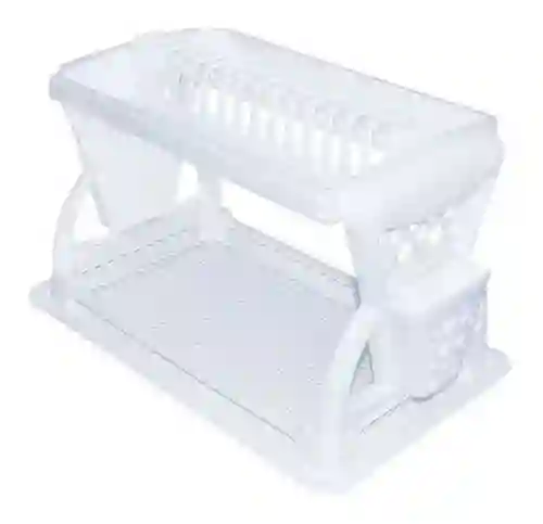 Locero Escurridor Platero Organizador Platos Doble Nivel Blanco