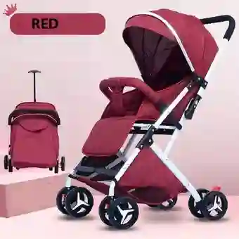 Coche Paseador Para Bebe Tipo Maleta + Toldillo Rojo 609-2