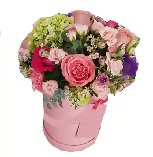 Flores Rosas Y Hortensia Caja De