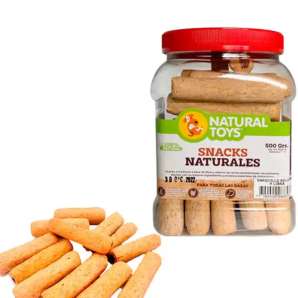 Natural Barquillo De Fibra Relleno De Carne Deshidratada(Para Perros) 1 Lb