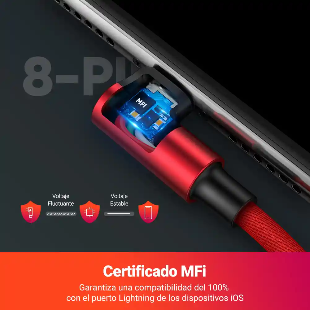 Cable Lightning A Usb 2.0 Ángulo De 90° 1mt Ugreen 60555