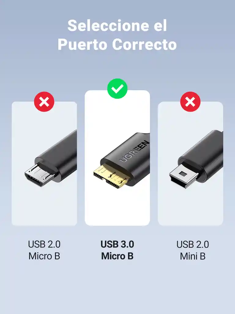 Cable Micro Usb 3.0 A Usb-a De Disco Duro 1mt Ugreen 10841