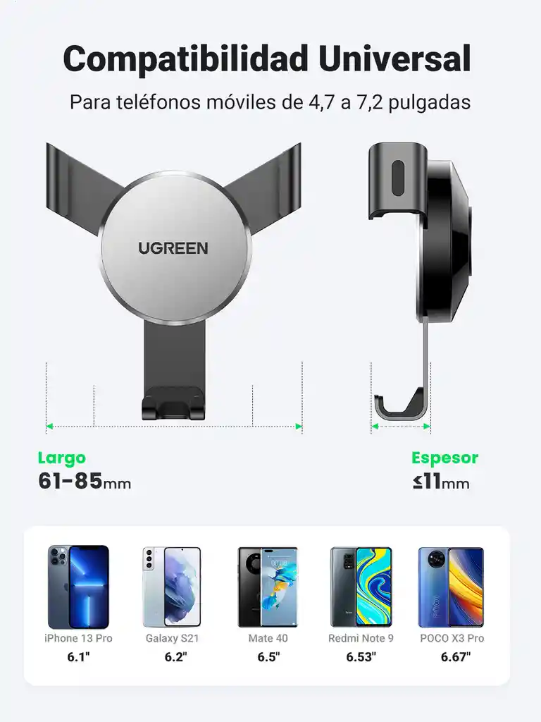 Soporte De Teléfono Par Automovile Por Gravedad Ugreen 40907