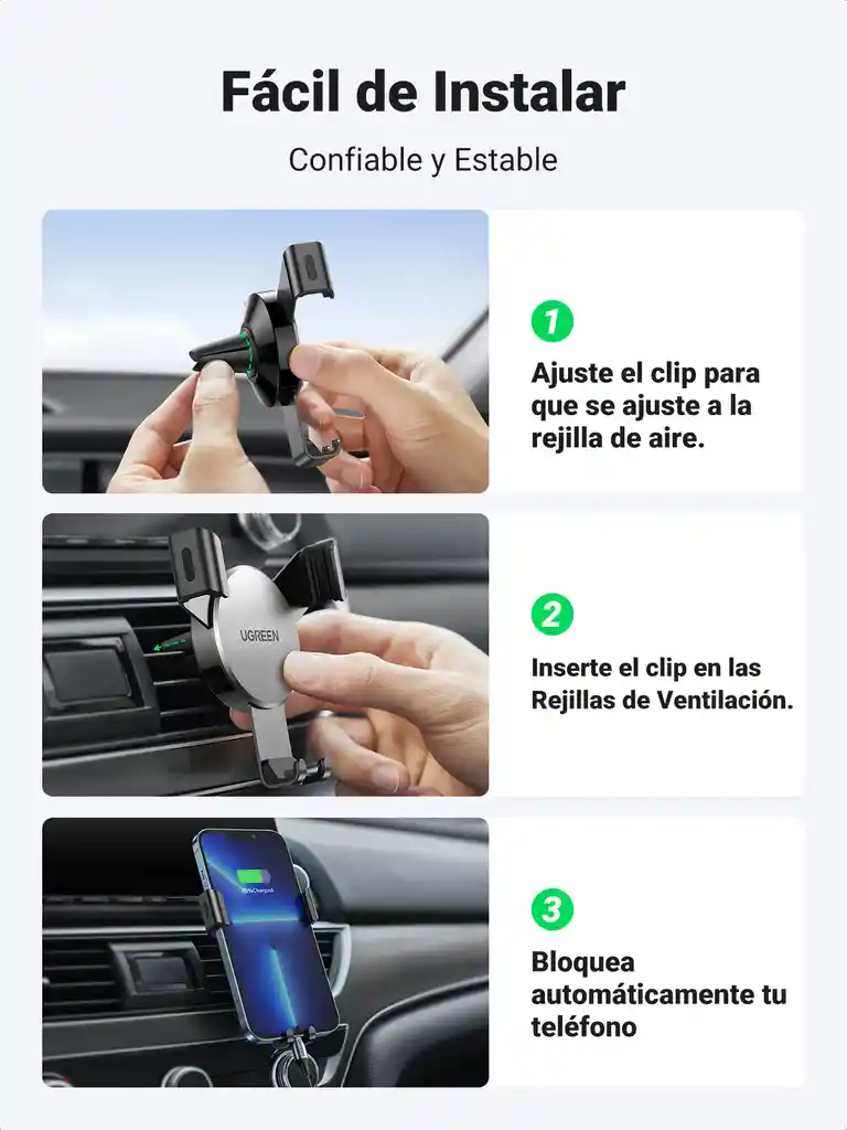Soporte De Teléfono Par Automovile Por Gravedad Ugreen 40907