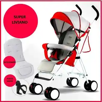 Coche Para Bebe Paseador Tipo Sombrilla Liviano Rojo 701-2