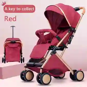 Coche Para Bebe Paseador Tipo Maleta + Toldillo Rojo 609-1