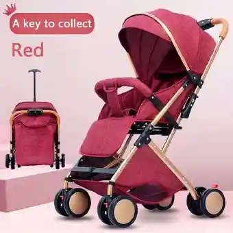 Coche Para Bebe Paseador Tipo Maleta + Toldillo Rojo 609-1