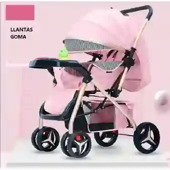 Coche Para Bebe Con Capota Expandible Musical Reversible Rosa 602-1