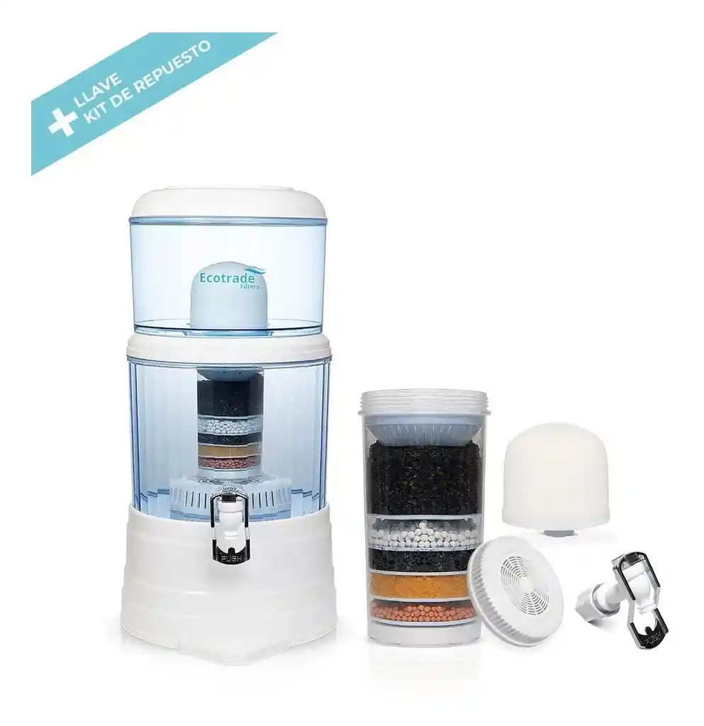 Filtro Purificador Agua 14 Litros + Kit De 3 Repuestos + Llave Magnética Imantada