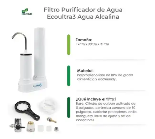 Filtro Purificador Agua Alcalino, Ecotrade Filters