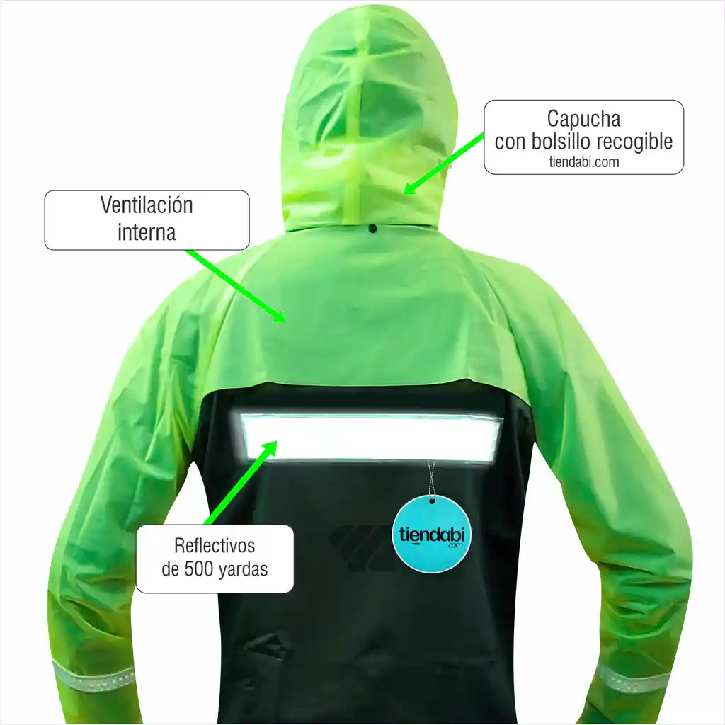 Impermeable Para Moto Tres Piezas Con Botas Traje Reflectivo Verde