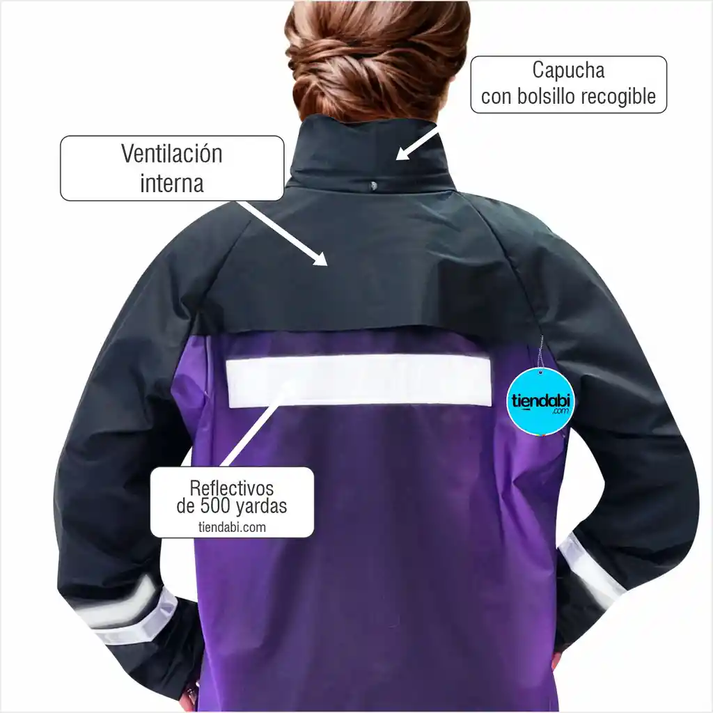 Impermeable Para Moto Tres Piezas Con Botas Traje Reflectivo Morado