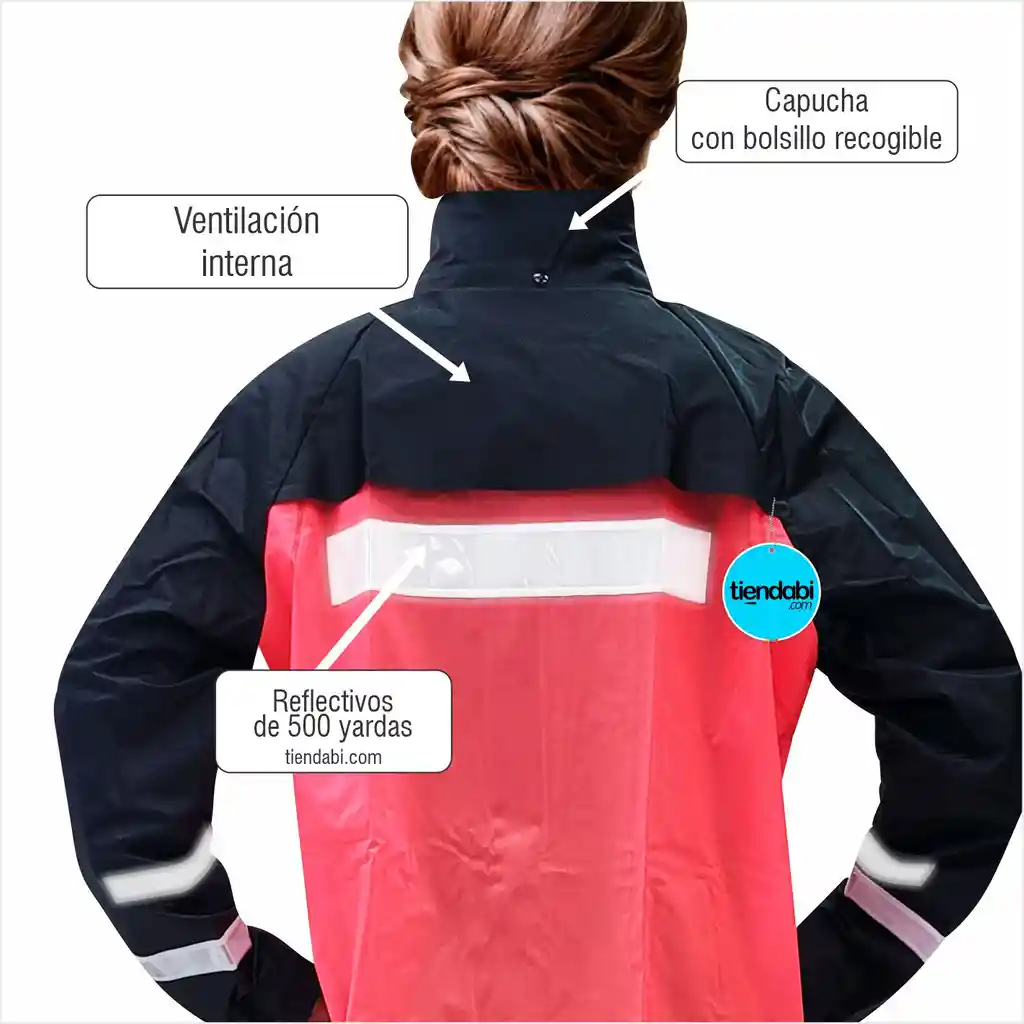 Impermeable Para Moto Tres Piezas Con Botas Traje Reflectivo Rosado