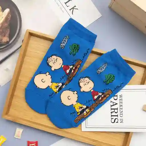 Medias Tobilleras Snoopy And Friends (azul)
