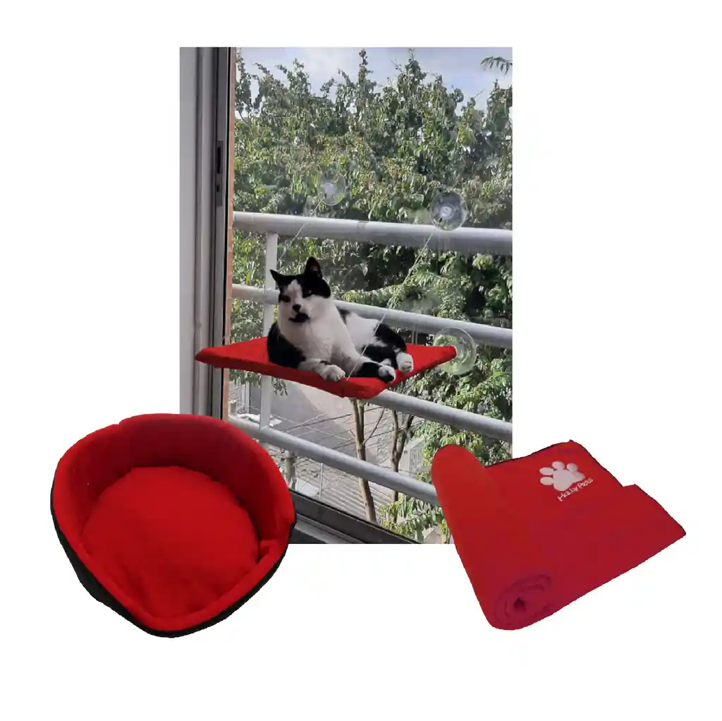 Cama Hamaca Para Gato + Cama Grande + Cobija Grande