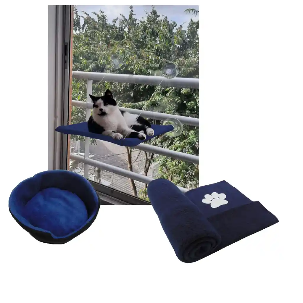 Cama Hamaca Para Gato + Cama Grande + Cobija Grande