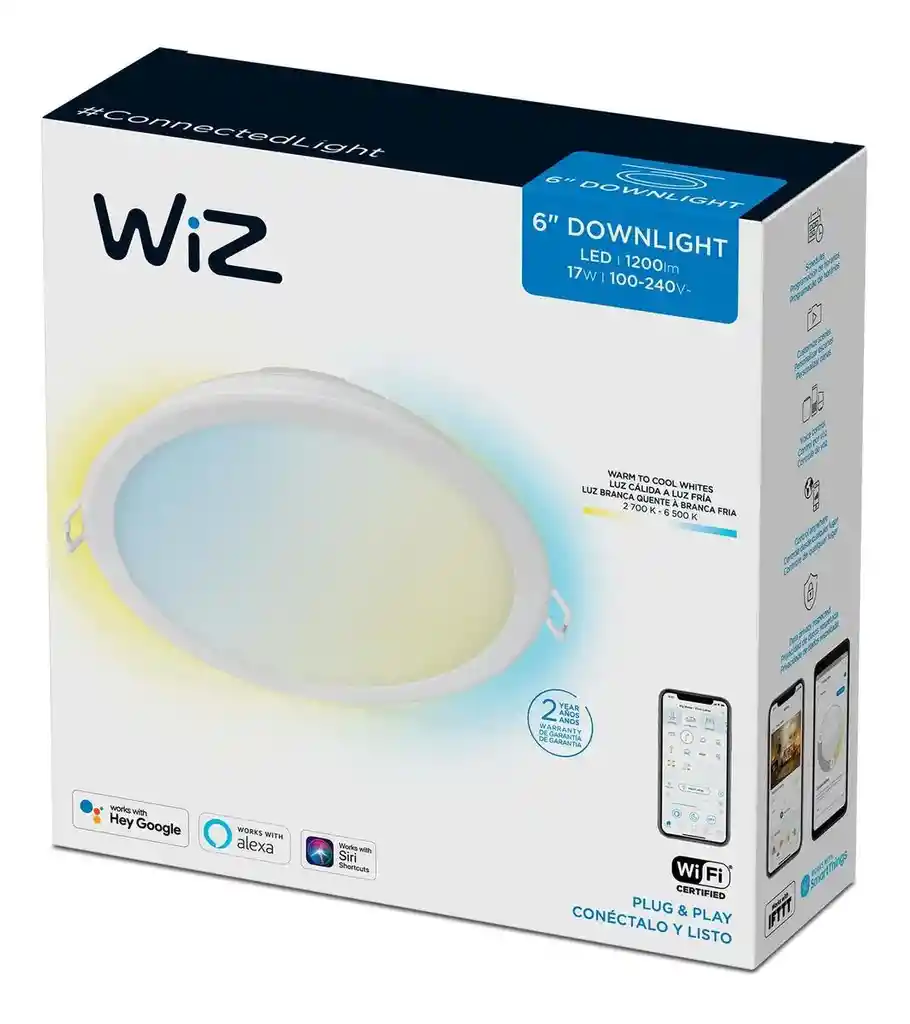 Wiz Panel Led Redondo 6" Inteligente Wi-fi Luz Fria Y Calida Pack X3