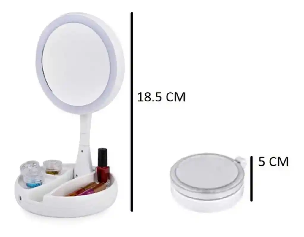 Espejo De Maquillaje Led Tocador Luz Doble Cara Aumento