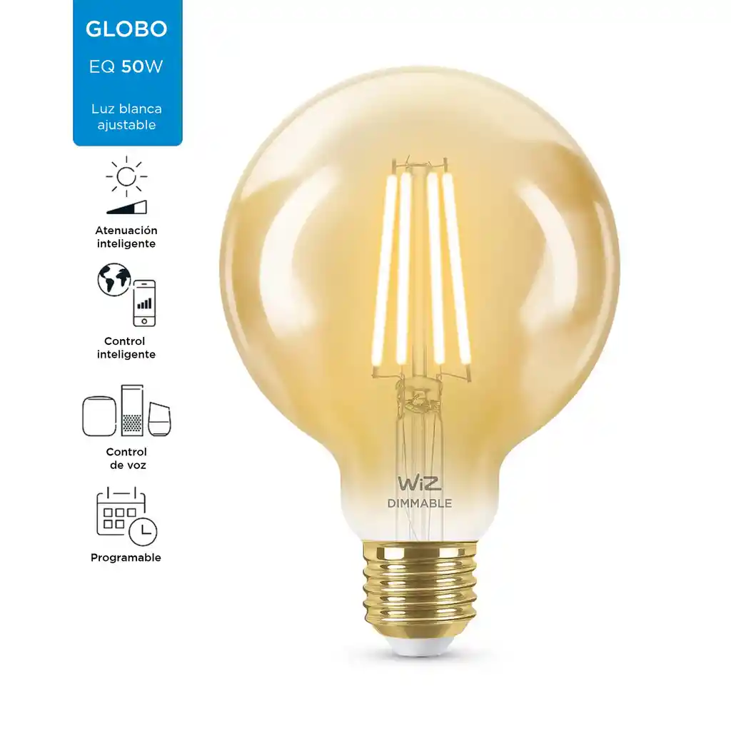 Wiz Bombillo Led G25 Tipo Vintage Inteligente Wi-fi Luz Calida