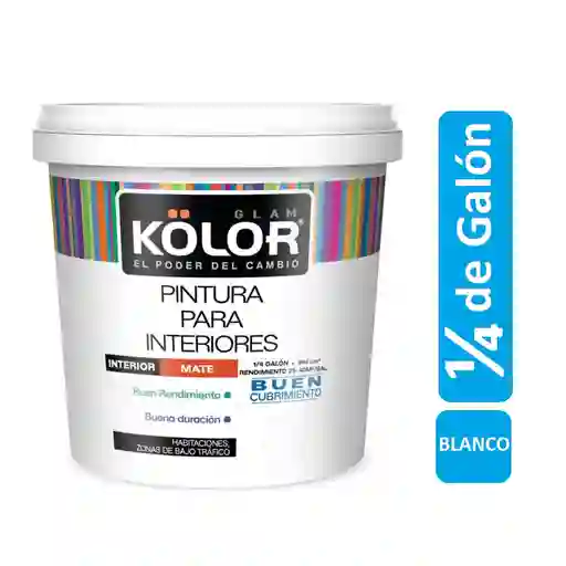 Pintura Blanca Para Interiores 1/4 De Galón Vinilo Color Blanco Mate Pinta Paredes