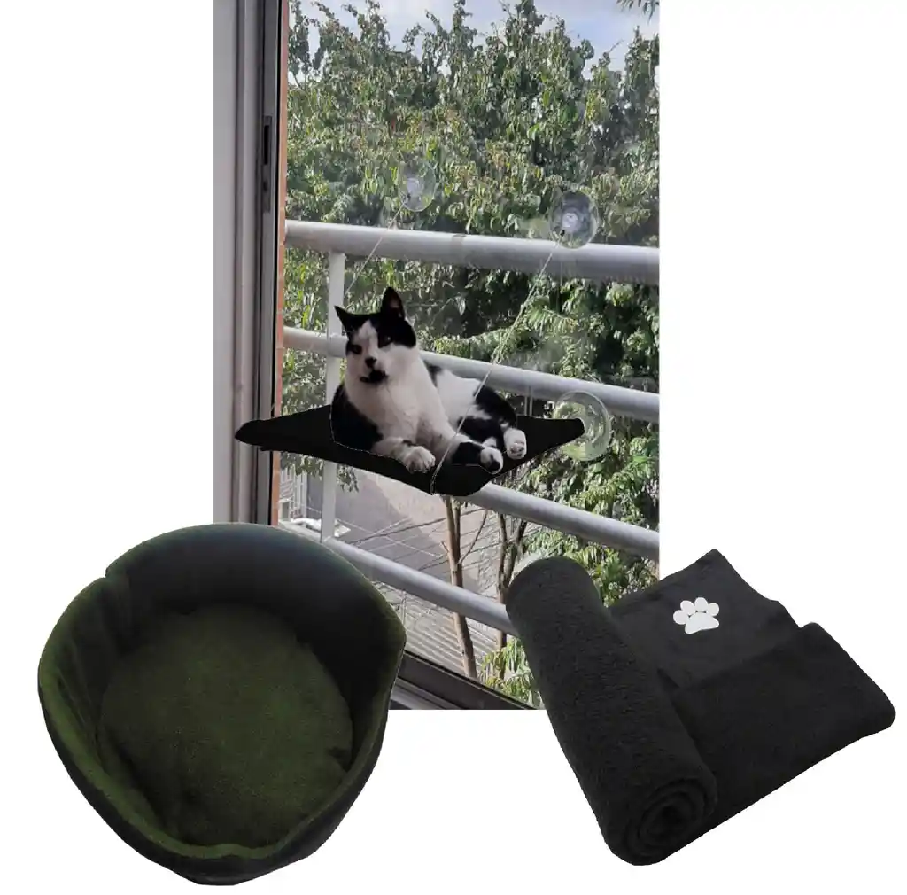Cama Hamaca Para Gato + Cama Grande + Cobija Grande