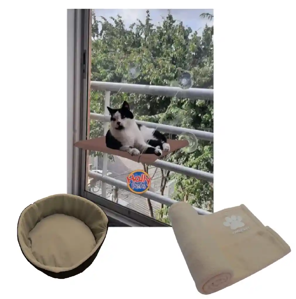 Cama Hamaca + Cama Gato Pequeña + Cobija Mediana