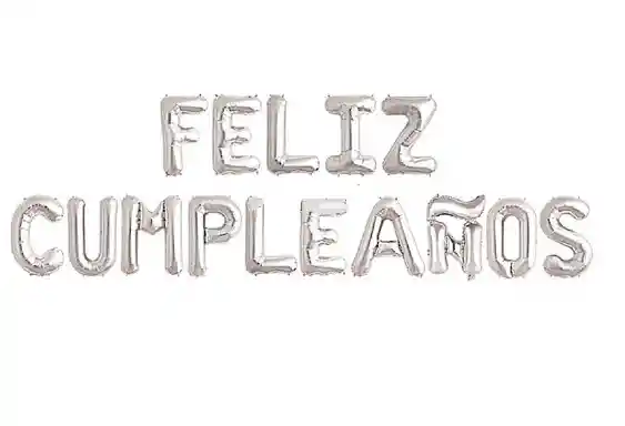 Letrero Feliz Cumpleaños Inflable Letra A Letra Plateado