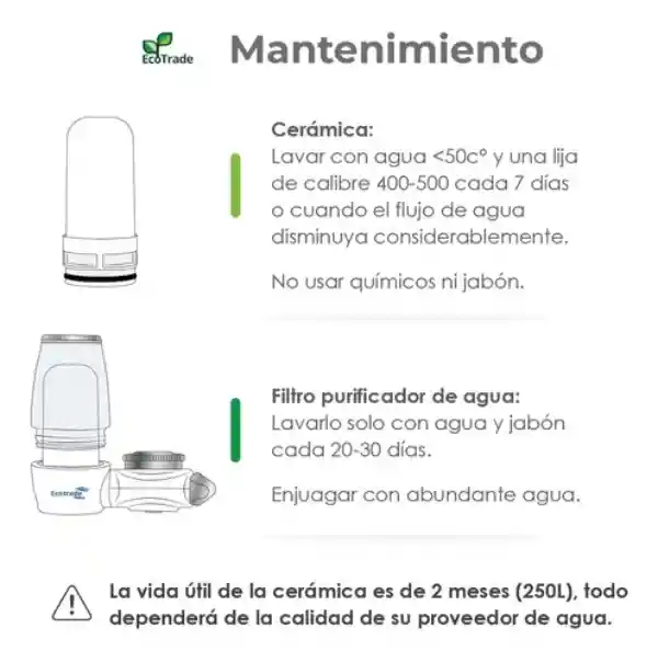 Filtro Purificador De Agua Para Grifo De Cocina Casero Mas Repuesto De Cerámica Coreana