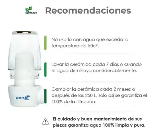 Filtro Purificador De Agua Para Grifo De Cocina Casero Mas Repuesto De Cerámica Coreana