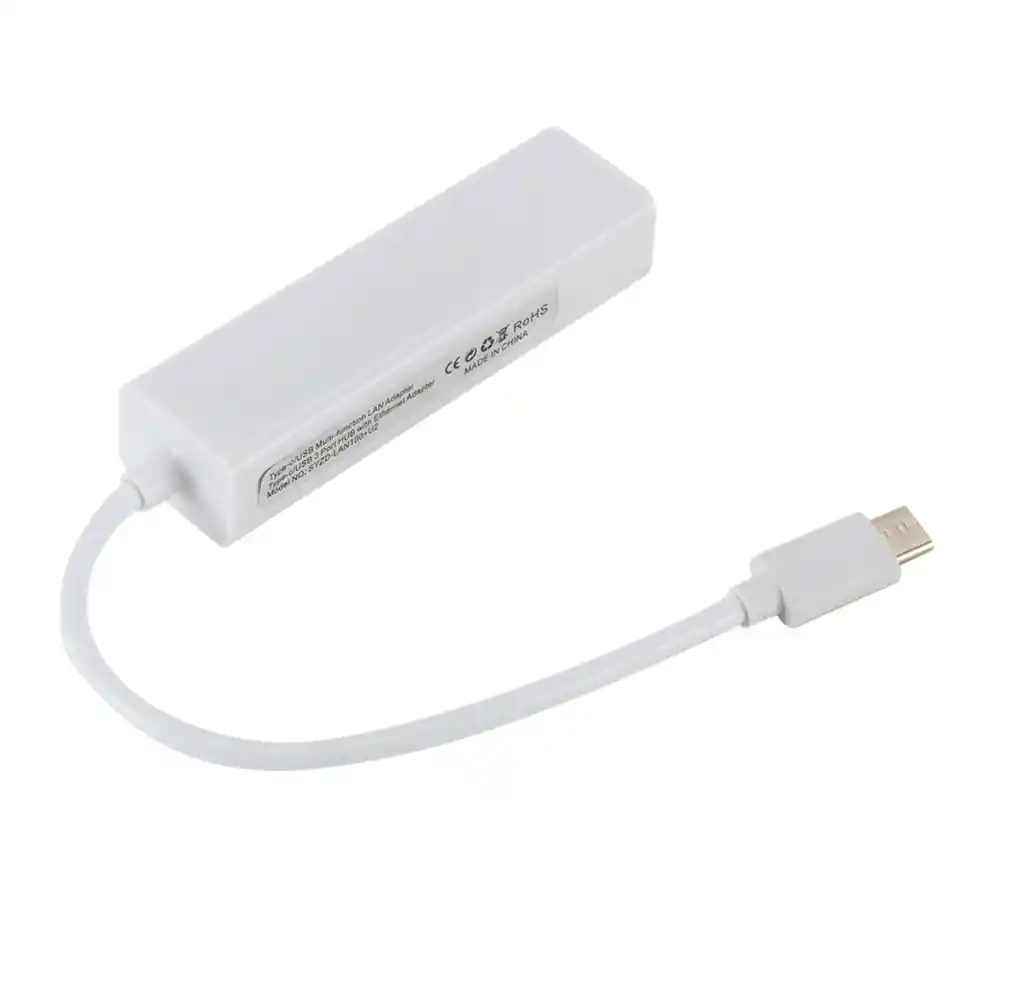 Adaptador De Usb Tipo C A A Rj45 Base 100+ 3 Puertos Usb 2.0