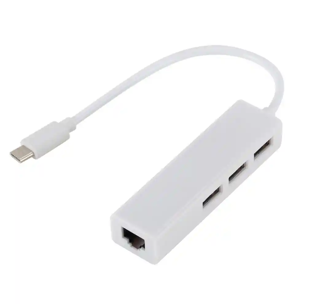 Adaptador De Usb Tipo C A A Rj45 Base 100+ 3 Puertos Usb 2.0