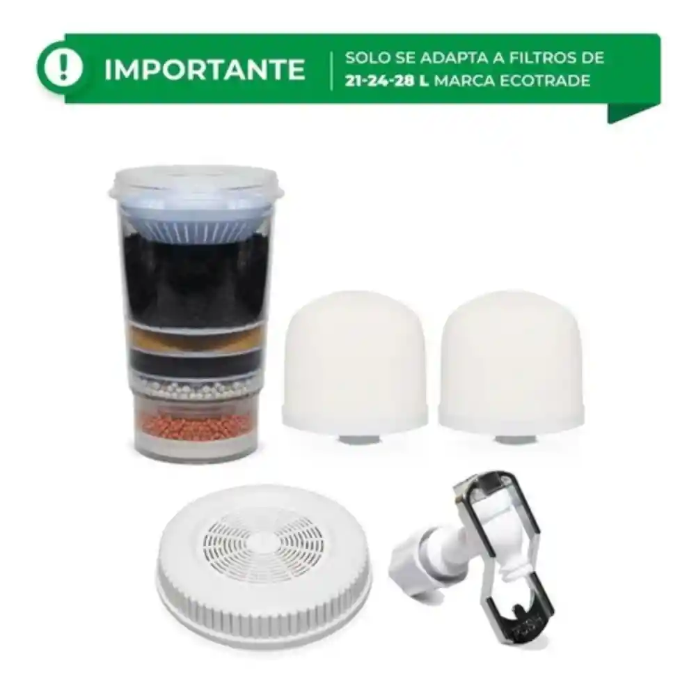 Kit Full De 5 Repuestos Para Filtro Purificador De Agua De 21, 24, 28 Litros.