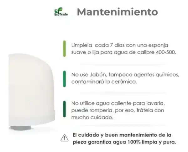 Repuesto De Cerámica Coreana + Llave Magnetica Imantada Para Filtro Purificador Agua De: 14, 21, 24 Y 28 Litros