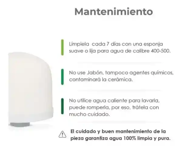 Repuesto De Cerámica Coreana Para Filtro Purificador Agua De Capacidad De: 14,21,24,28 Litros