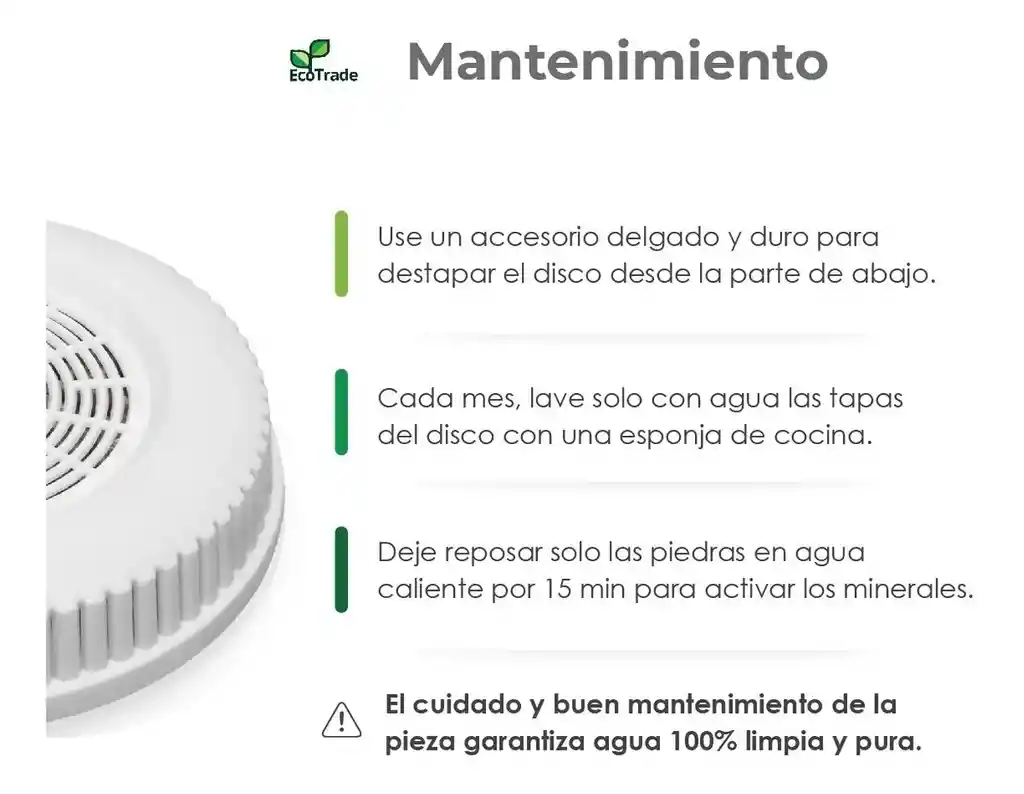 Repuesto De Cerámica Coreana Para Filtro Purificador Agua + Disco De Piedras Minerales Marinas De Capacidad De: 14,21,24,28 Litros