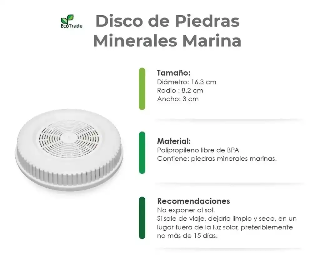 Repuesto De Cerámica Coreana Para Filtro Purificador Agua + Disco De Piedras Minerales Marinas De Capacidad De: 14,21,24,28 Litros