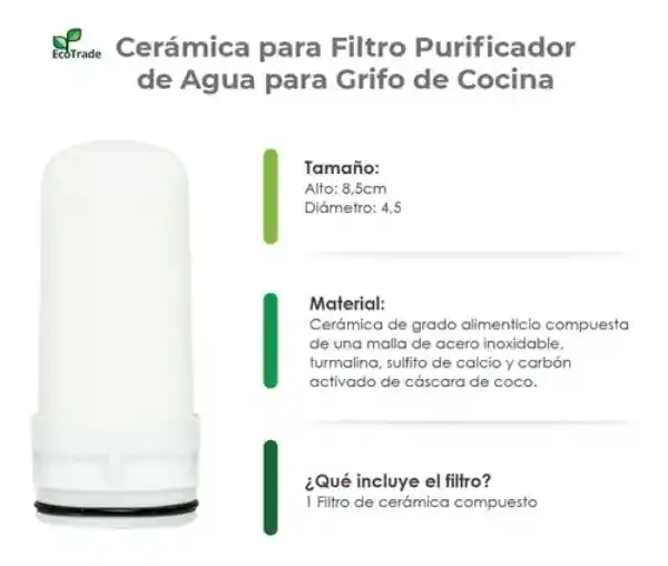 Repuesto De Cerámica Coreana Para Filtro Purificador De Agua Para Grifo De Cocina Casero: Ecotrade Filters