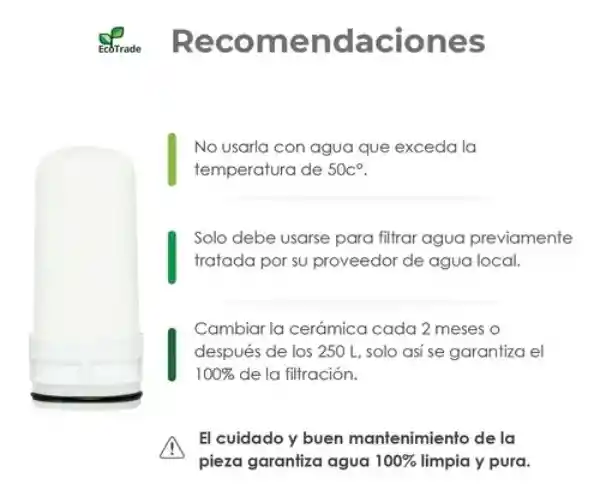 Repuesto De Cerámica Coreana Para Filtro Purificador De Agua Para Grifo De Cocina Casero: Ecotrade Filters