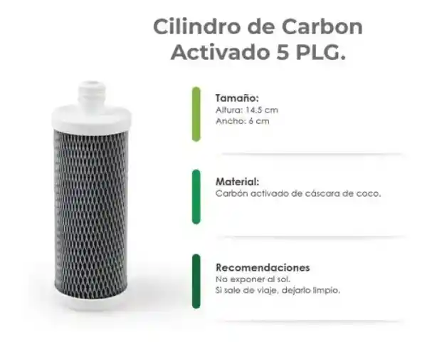 Repuesto Para Purificador De Agua De Doble Filtración Ecoultra3 De Carbón Activado De 5 Pulgadas