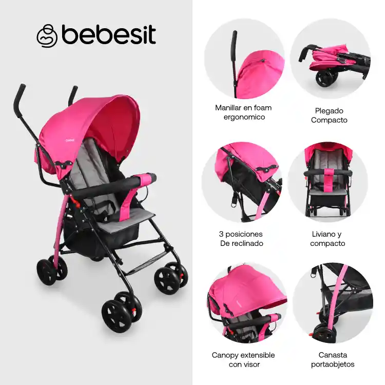 Coche Paseador Click Pink