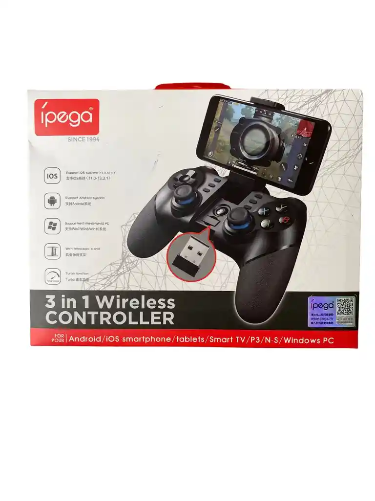 Control Ipega Pg-9156 Gamepad 3 En 1 + Rec Usb Inalámbrico