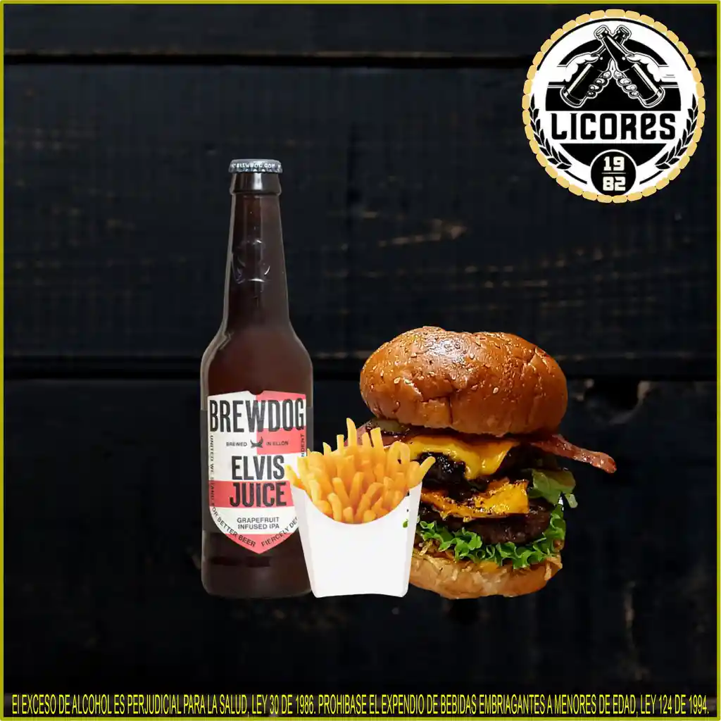 Elvis Juice + Hamburguesa Doble Y Papas