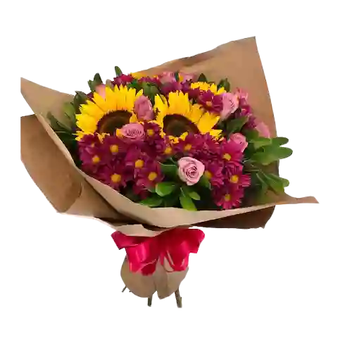 Rosas Lilas , Girasoles Y Margaritas Momentos Especiales