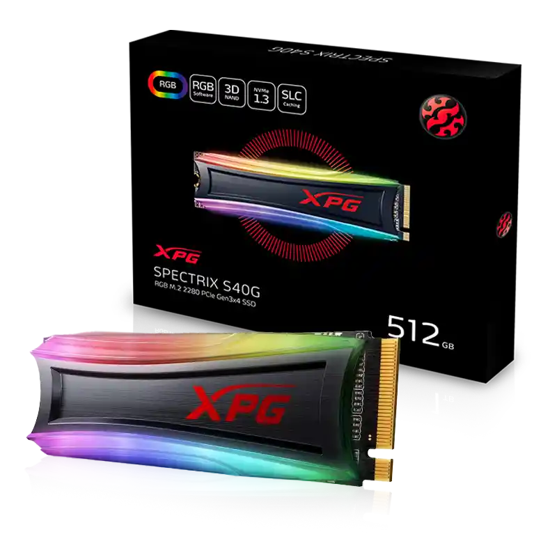 unidad solida XPG m.2 spectrix s40g rgb pcie 512gb gen 3x4
