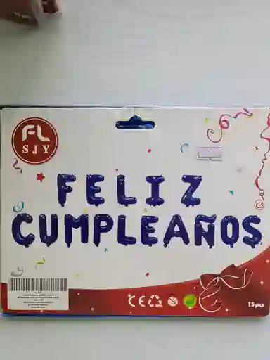 Letrero Globos Feliz Cumpleaños 14" - Colores Azul, Plateado, Multicolor, Dorado