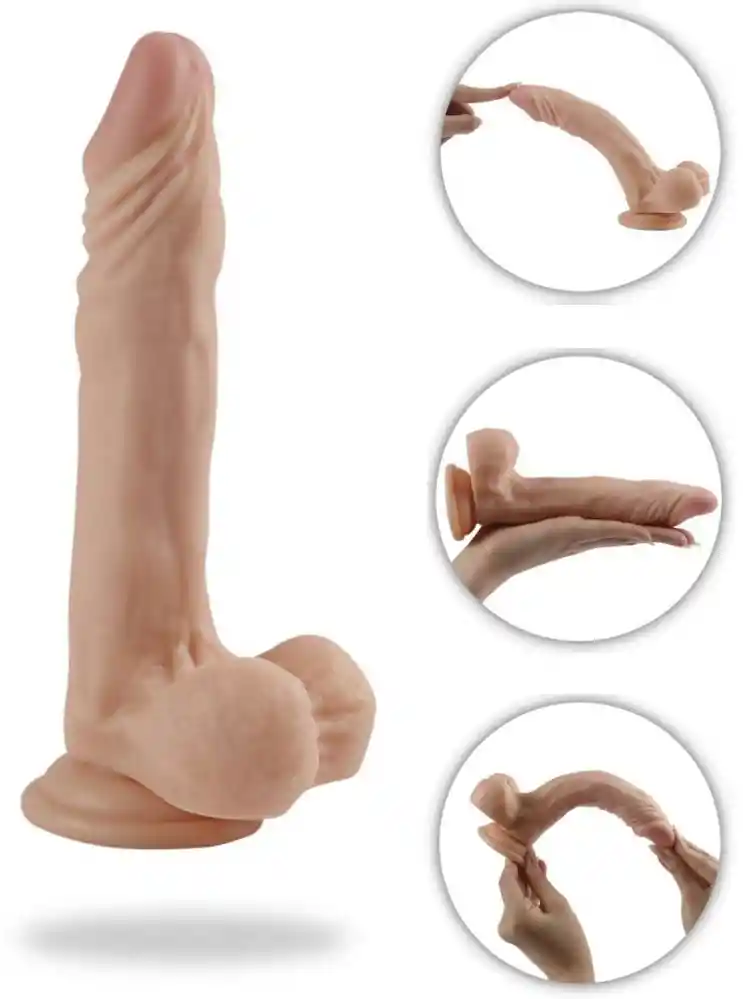 Consolador Dildo Con Chupa Ultrarealista 21cm Flexible Adulto Jammes Night