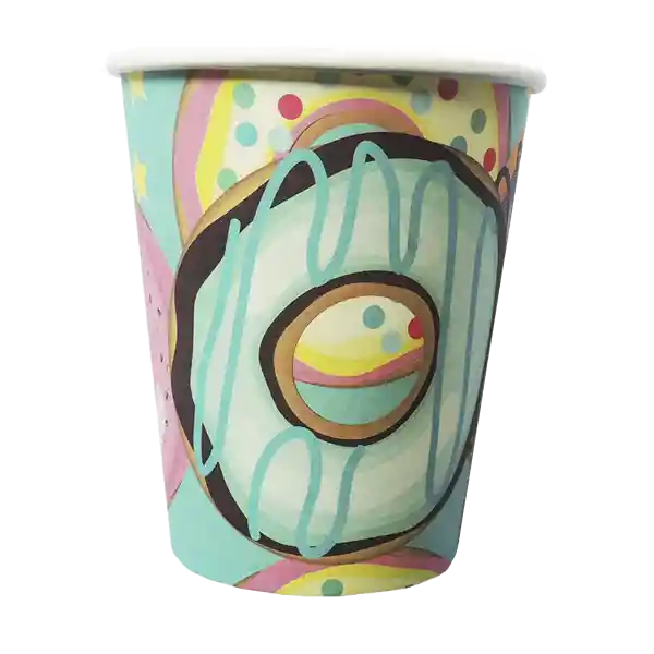 Nico Kit Fiesta -fiesta De Donuts- Con Vasos, Platos Y Servilletas. 100% Ecológicos. (8 Personas)